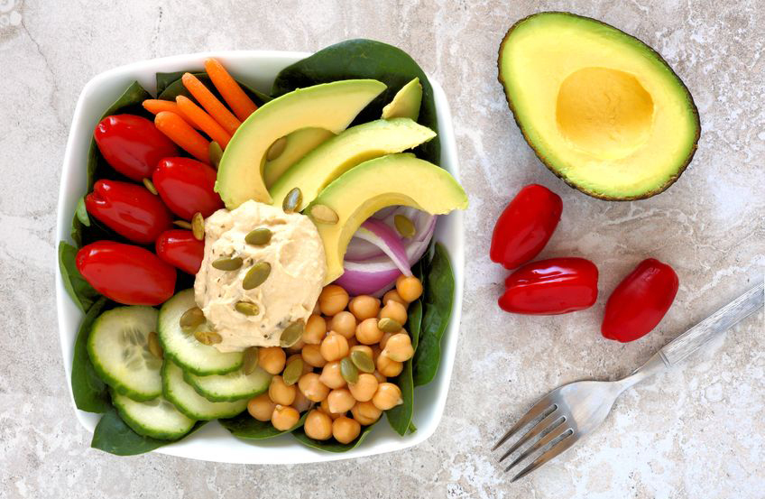 Bowl with Original Tofu Spread, avocado and veggies